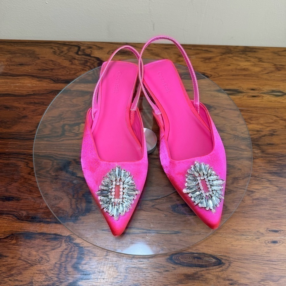 Open Edit Kendall Ornament Pointed Toe Slingback Flat